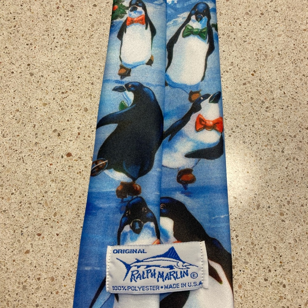 RALPH MARLIN- Iceskating Penguin Winter Holiday Christmas Tie